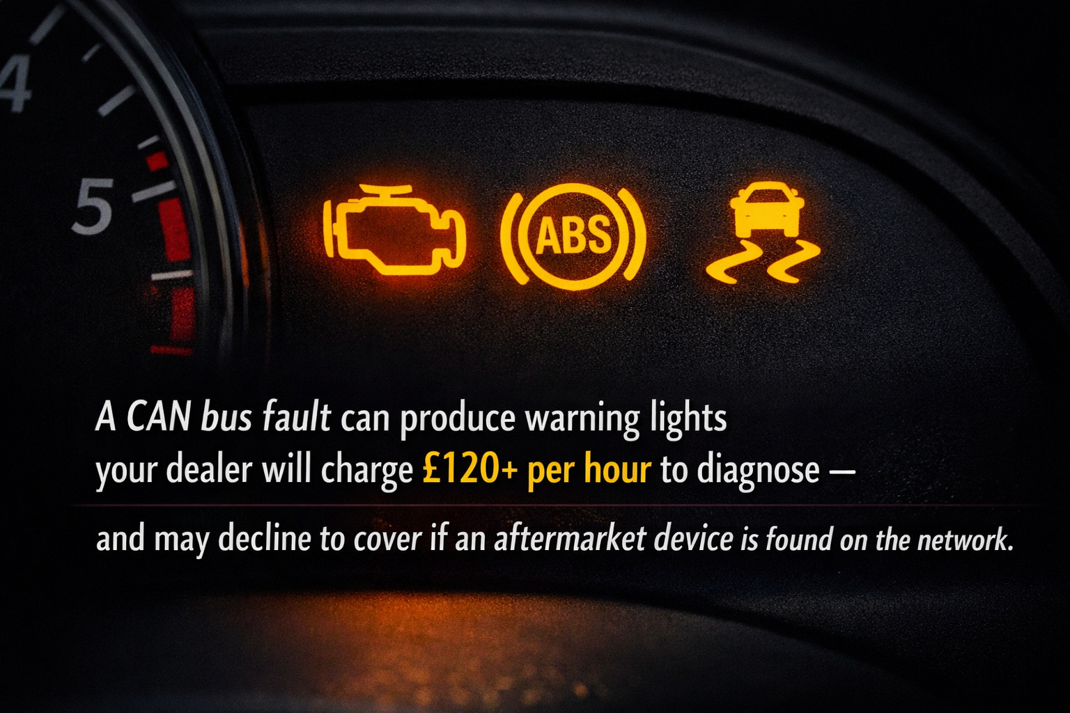 CAN bus fault warning lights on car dashboard - dealer diagnostic costs