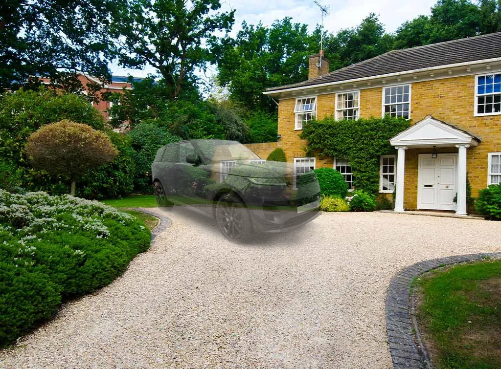 Empty driveway where a car was stolen - the moment of discovery