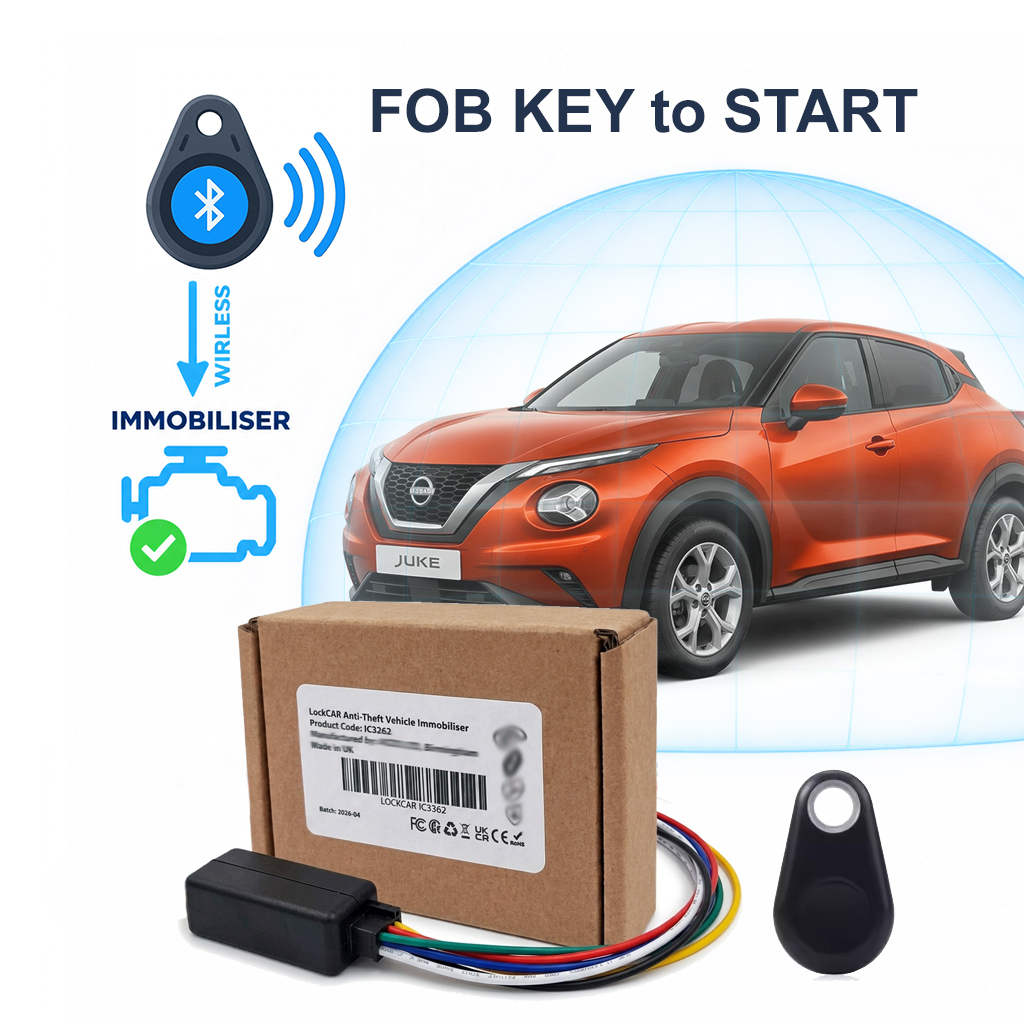 Hands-free car immobiliser tag in a driver's pocket while starting a keyless car