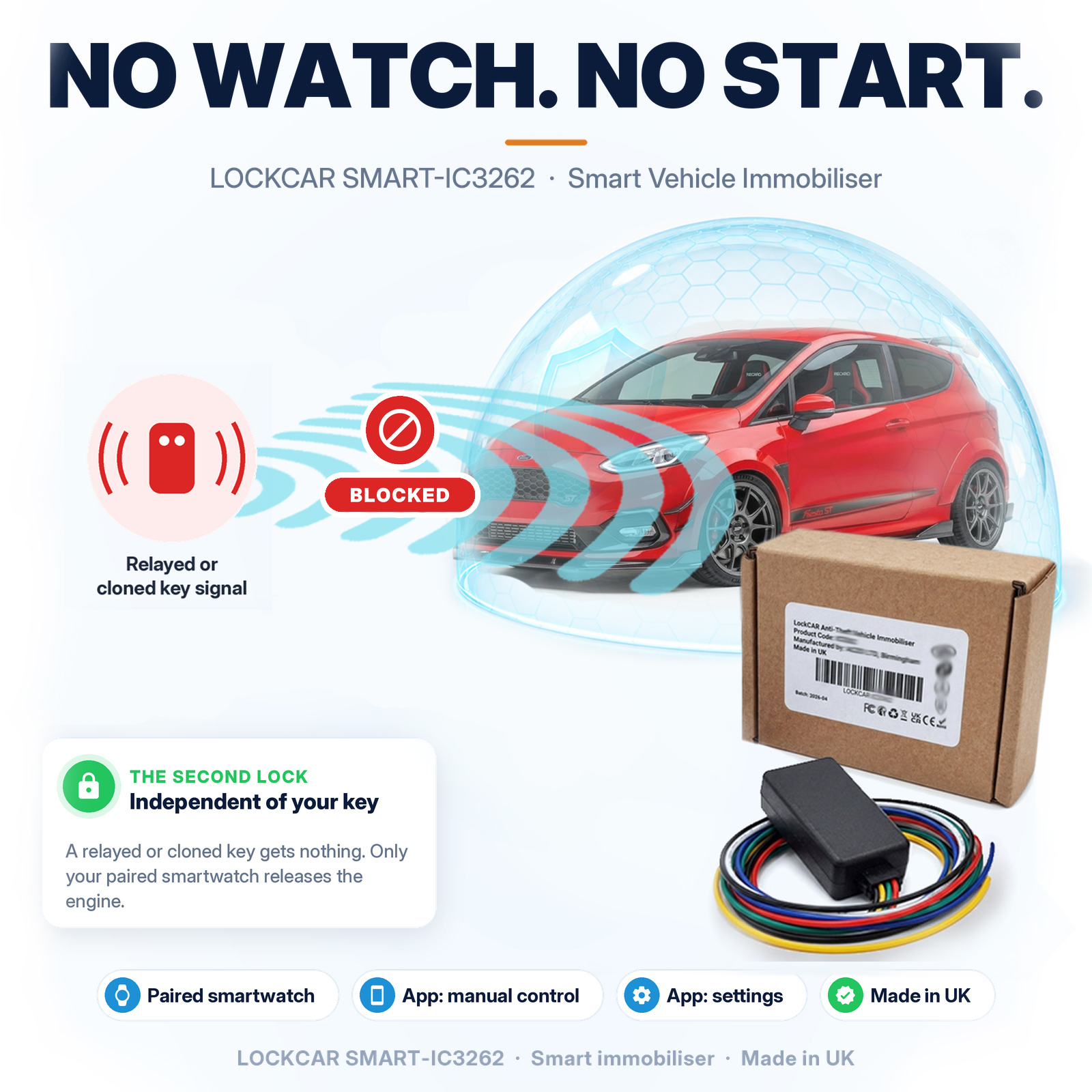 Car Immobiliser No PIN Code No Tag Fob Smartwatch Start Keyless Anti Theft UK - Image 2