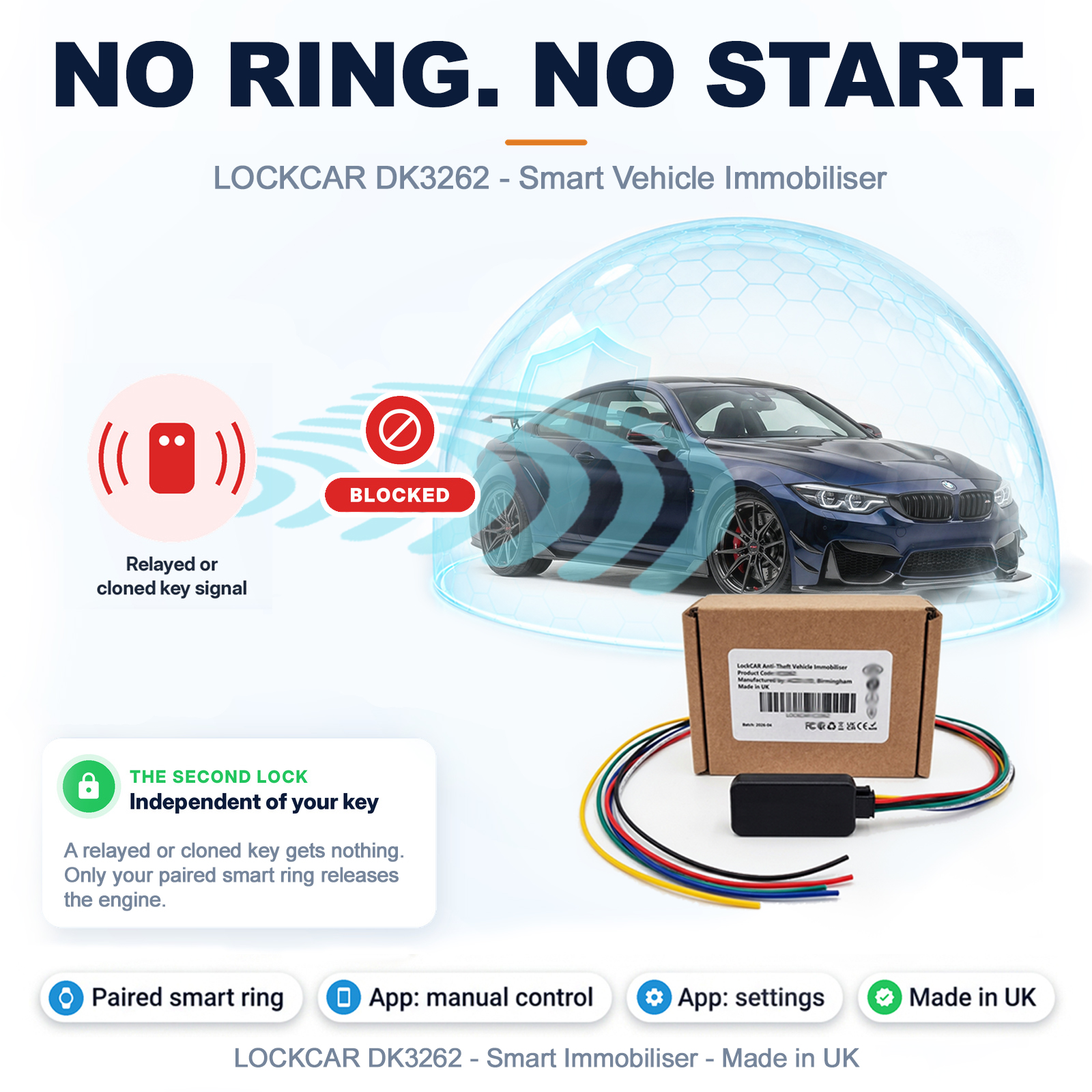 Digital Key Immobiliser Smart Ring Start Anti Theft Car Engine Block UK Made - Image 5