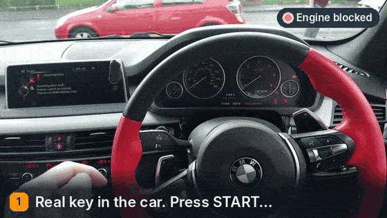 LockCar PIN code immobiliser: the engine stays blocked until the PIN is entered on the steering wheel buttons